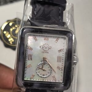 Gevril GV2 Bari Viva Tank Watch Women 32mm Dial Steel Diamond Rectangle Leather